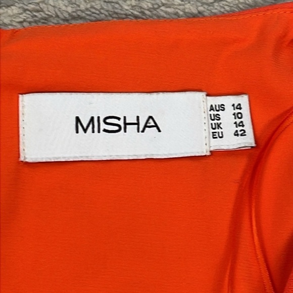 New Misha Hazel Cutout Long Sleeve Cocktail Dress Mini Orange Tangerine Sz 10 - Picture 7 of 11